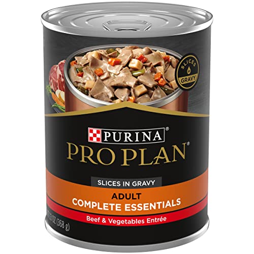Book Cover Purina Pro Plan High Protein Dog Food Gravy, Slices in Gravy Beef and Vegetables Entree - (12) 13 oz. Cans