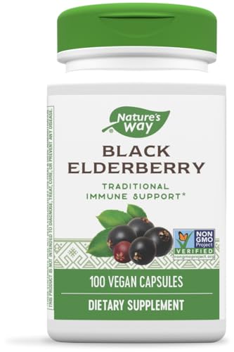 Book Cover Nature's Way Black Elderberry Capsules, Traditional Immune Support*, 100 Vegan Capsules