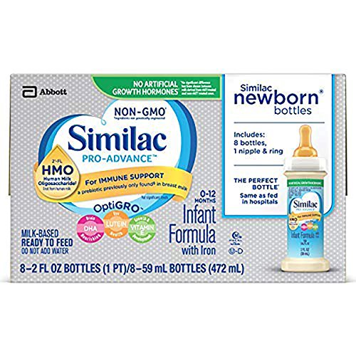 Book Cover Similac Pro-Advance Infant Formula with 2â€™-FL HMO for Immune Support, Ready to Feed Newborn Bottles, 2 fl oz, (48 Count)