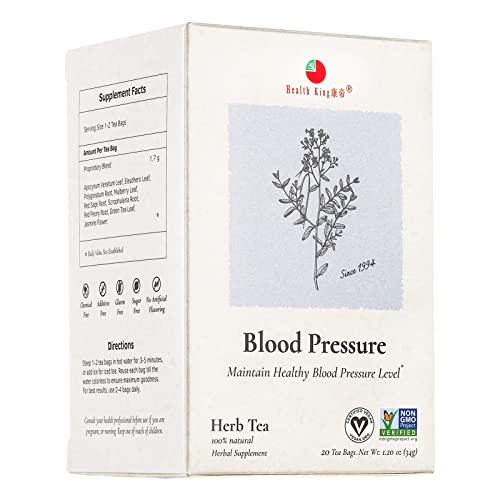 Book Cover Health King Blood Pressure Herb Tea, Teabags, 20 Count Box