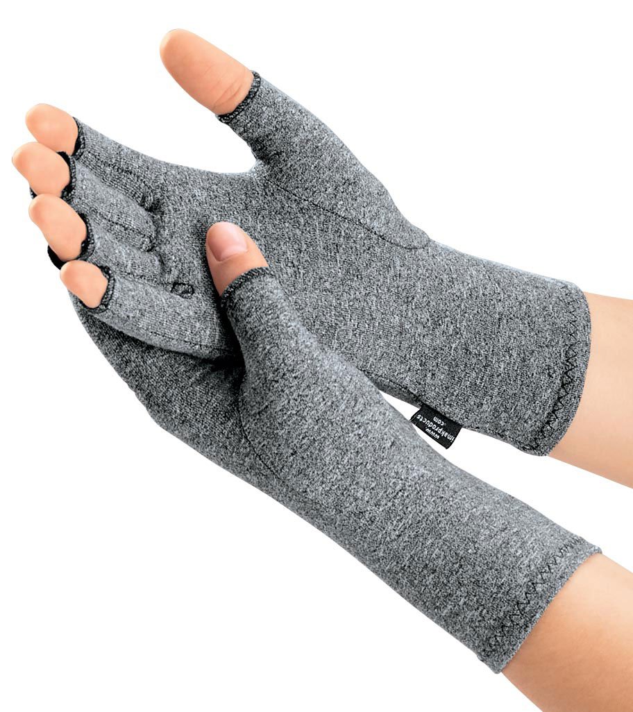 Book Cover IMAK Brownmed Compression Arthritis Gloves - Compression Gloves for Arthritis & Joint Pain Support - Men's & Women's Fingerless Gloves to Support Circulation - Grey - Small Small (Pack of 1) Gray