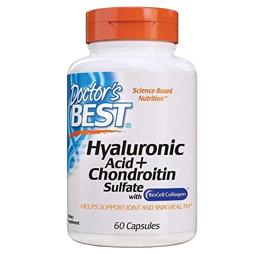 Book Cover Doctor's Best Hyaluronic Acid with Chondroitin Sulfate, Non-GMO, Gluten Free, Soy Free, Joint Support, 60 Caps