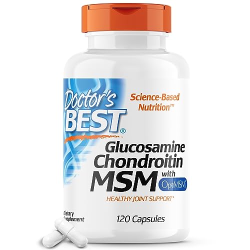 Book Cover Doctor's Best Glucosamine Chondroitin Msm with OptiMSM Capsules, Supports Healthy Joint Structure, Function & Comfort, Non-GMO, Gluten Free, Soy Free, 120 Count (Pack of 1)