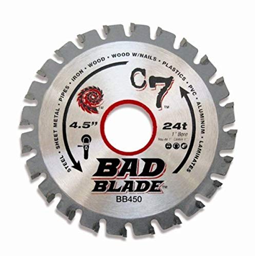 Book Cover KwikTool USA BB450 C7 Bad Blade 4-1/2-Inch 24 Tooth with 1-Inch Arbor And 7/8-Inch, 5/8-Inch