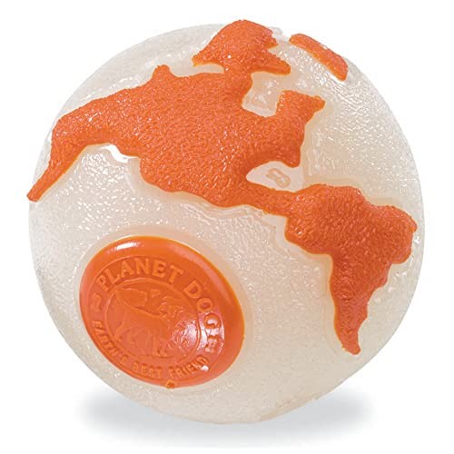 Book Cover Planet Dog Orbee-Tuff Planet Ball Orange Glow-in-The-Dark Treat-Dispensing Dog Toy, Medium
