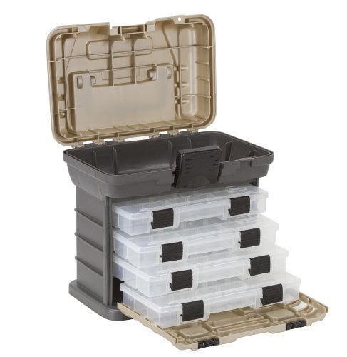 Book Cover Plano Molding 1354 Stow N Go Tool Box with 4 23500 Series StowAways, Graphite Gray and Sandstone