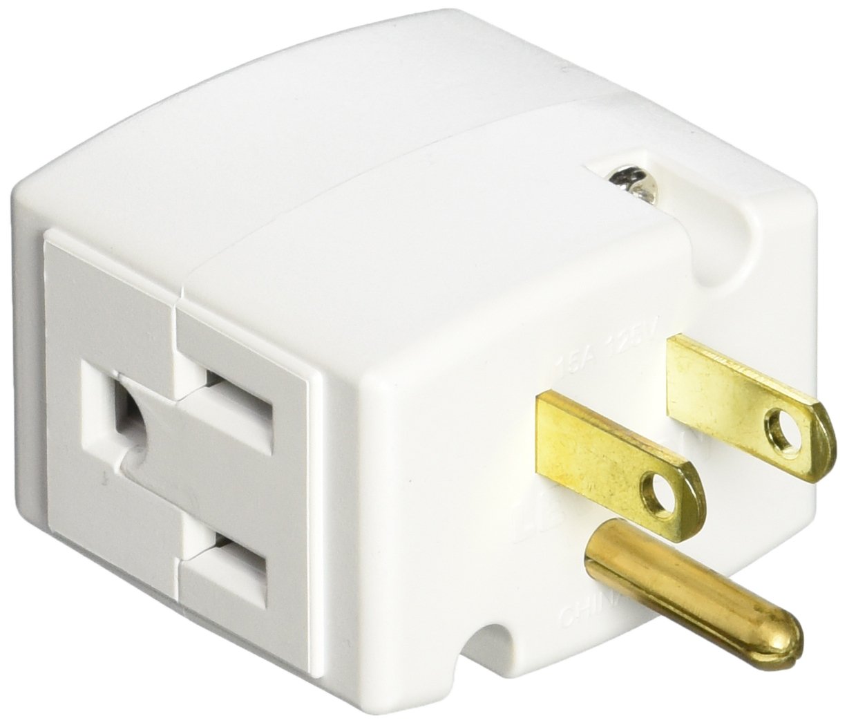 Book Cover Leviton 692-W 15 Amp, 125 Volt, Triple Cube Grounding Adapter, White