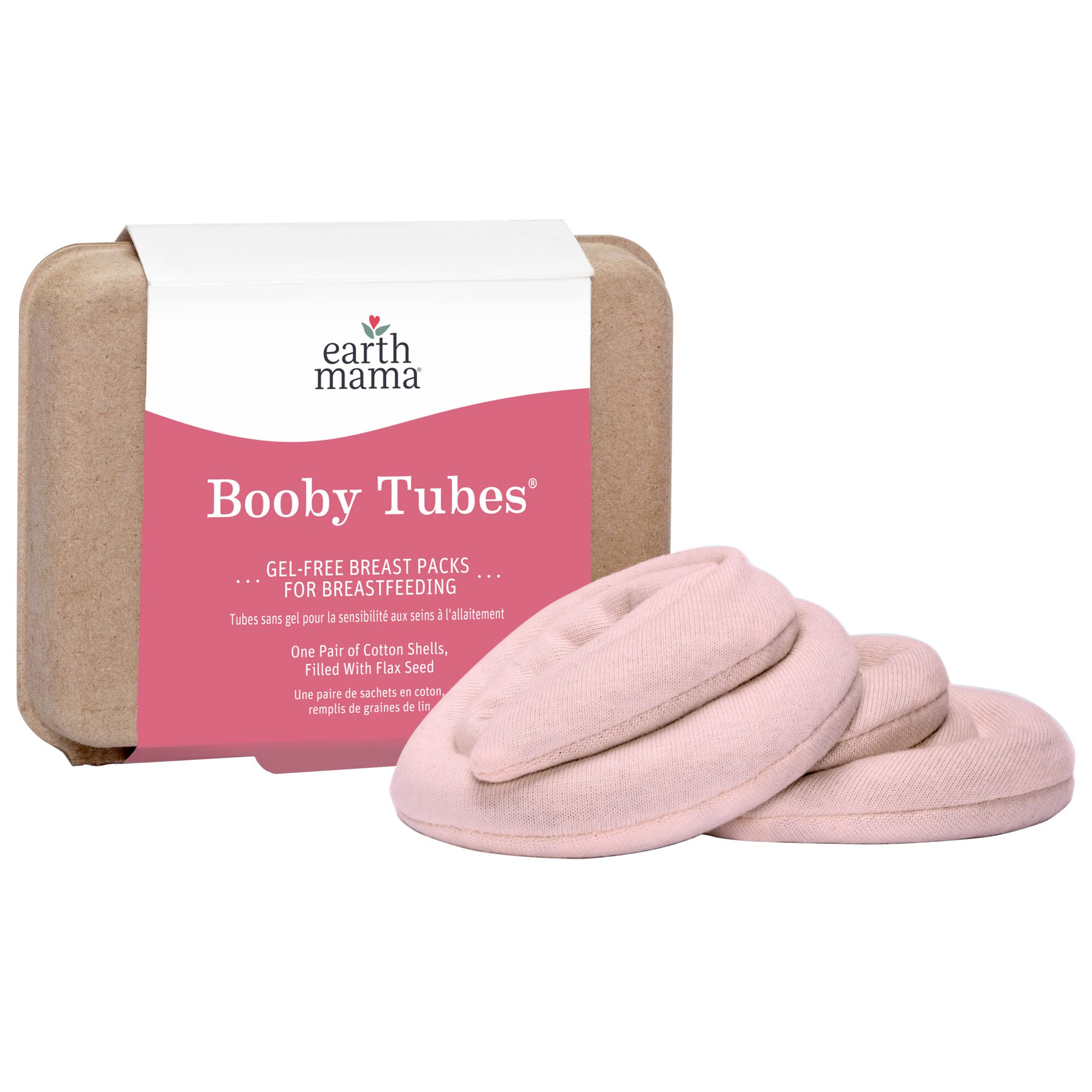 Book Cover Earth Mama Booby Tubes | Gel-Free Hot & Cold Compress Nursing Packs for Breastfeeding & Tender Breasts, 4.2-Ounce
