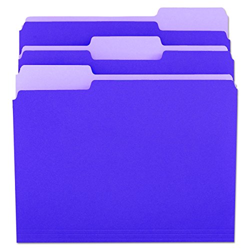 Book Cover Universal 10505 File Folders, 1/3 Cut One-Ply Top Tab, Letter, Violet/Light Violet (Box of 100)