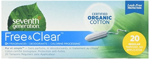 Book Cover Seventh Generation - Chlorine Free Organic Cotton Tampons - Regular, 20 Tampons