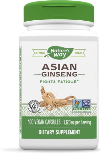 Book Cover Nature's Way Premium Herbal Asian Ginseng, Fights Fatigue*, 1,120 mg per serving, Vegan, 100 Capsules