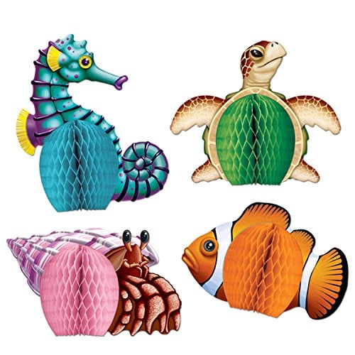 Book Cover Sea Creatures Mini Centerpieces 5.5-Inch (4-Pcs)