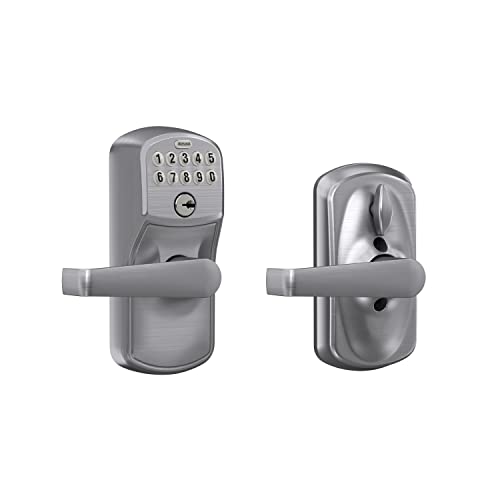 Book Cover Schlage FE595 PLY 626 ELA Plymouth Keypad Entry with Flex-Lock and Elan Style Levers, Brushed Chrome