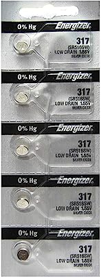 Book Cover Energizer 317 Button Cell Silver Oxide SR516SW Watch Battery Pack of 5 Batteries