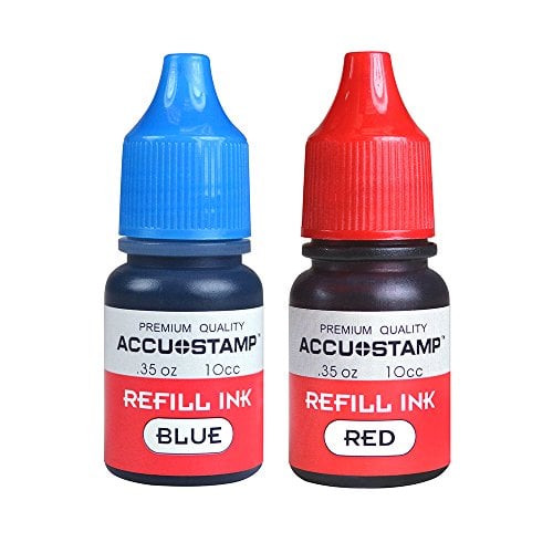 Book Cover ACCU-STAMP Ink Refill for Pre-Ink Stamps, Blue and Red, Pack of 2, .35oz/each (032958)