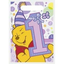 Book Cover Pooh's 1st Birthday Girl Treat Sacks 8ct