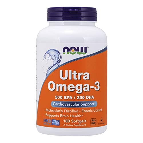 Book Cover NOW Supplements, Ultra Omega-3 Molecularly Distilled and Enteric Coated, 180 Softgels