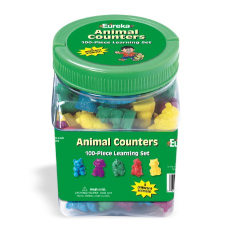 Book Cover Eureka Classroom Supplies Learn to Count Counting Animals with Storage Tub, 100 pcs