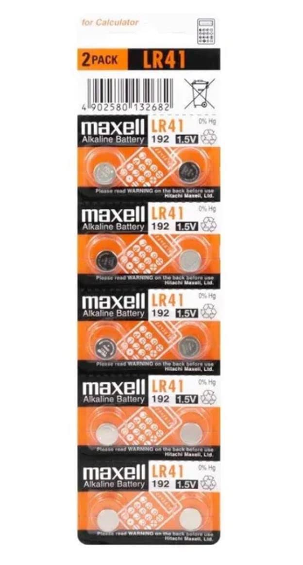Book Cover Maxell Watch Battery Button Cell LR41 AG3 192 Pack of 10 Batteries