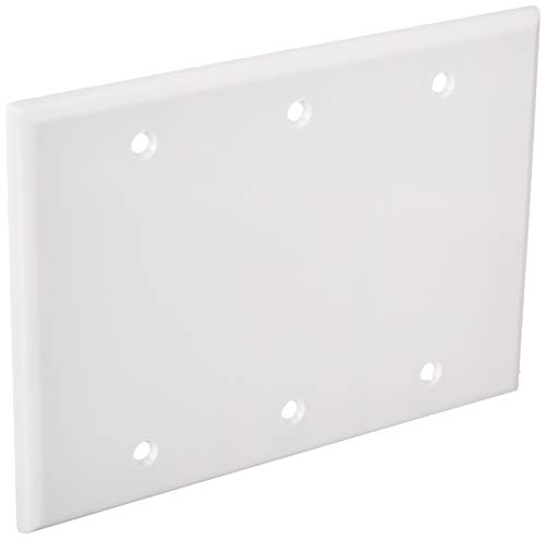 Book Cover Leviton 88033 3-Gang No Device Blank Wallplate Standard Size Thermoset Box Mount White by Leviton