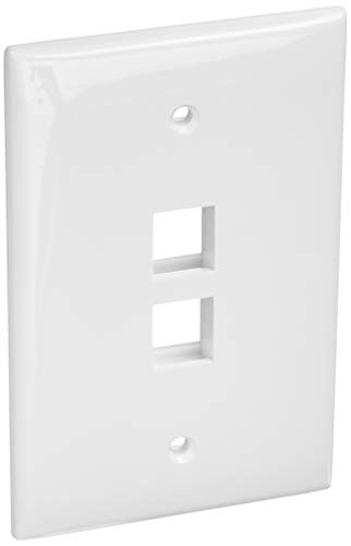 Book Cover Leviton 41091-2WN QuickPort Midsize Wallplate, Single Gang, 2-Port, White by Leviton