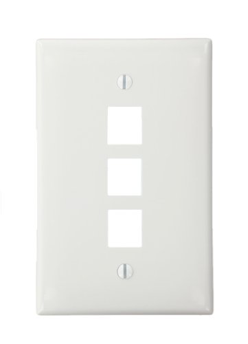 Book Cover Leviton 41091-3WN QuickPort Midsize Wallplate, Single Gang, 3-Port, White by Leviton