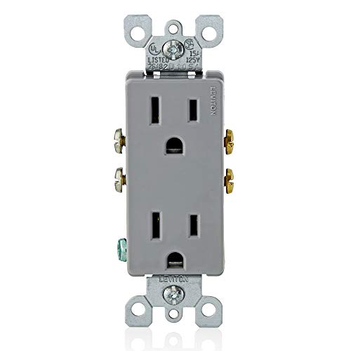 Book Cover Leviton 5325-GY 15 Amp, 125 Volt, Decora Duplex Receptacle, Residential Grade, Grounding, Gray