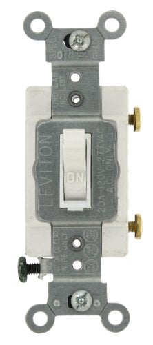 Book Cover Leviton 54521-2W 20-Amp, 120/277-Volt, Toggle Framed Single-Pole AC Quiet Switch, Commercial Grade, Grounding, White