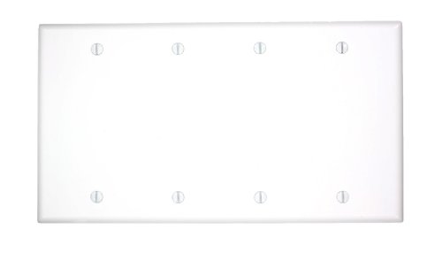 Book Cover Leviton 88064 4-Gang No Device Blank Wallplate, Standard Size, Thermoset, Box Mount, White by Leviton