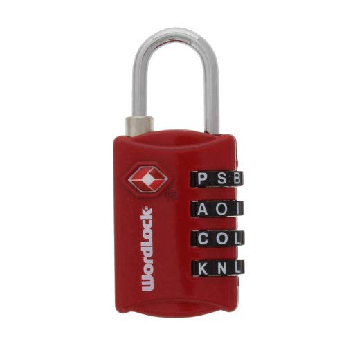 Book Cover Wordlock LL-206-RD TSA Approved Combination Luggage Lock - 4 Dial, Red