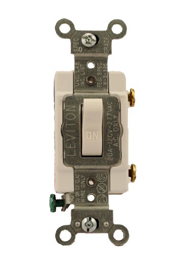 Book Cover Leviton CS120-2W 20-Amp, 120/277-Volt, Toggle Single-Pole AC Quiet Switch, Commercial Grade, Grounding, White