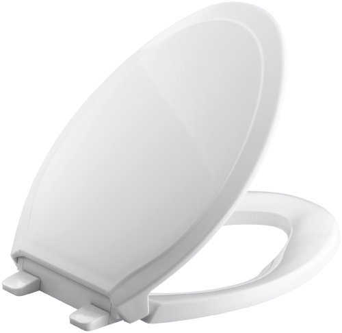 Book Cover KOHLER K-4734-0 Rutledge Elongated White Toilet Seat, with Grip-Tight Bumpers, Quiet-Close Seat, Quick-Release Hinges, Quick-Attach Hardware, No Slam Toilet Seat