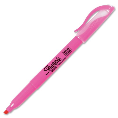Book Cover Sharpie 27009 Pocket Style Highlighters, Chisel Tip, Fluorescent Pink, Box of 12