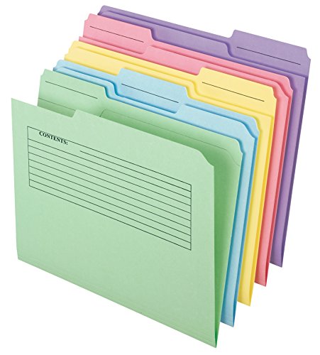Book Cover Pendaflex Printed Notes File Folders, 1/3 Cut, Top Tab, Letter Size, Assorted Colors, 30 per pack (45269)