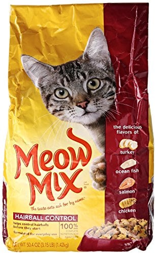 Book Cover Meow Mix Cat Food, Hairball Control, 3.15 lb