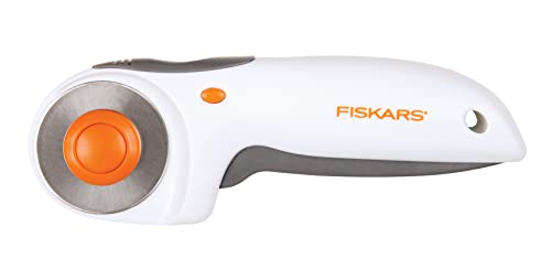 Book Cover Fiskars Trigger Rotary Cutter, With Blade Ø 45 mm, For Right- and Left-handed Users, Orange/White/Grey, 1003910