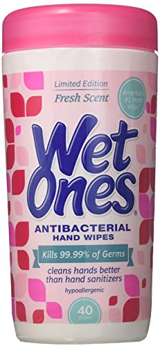 Book Cover WET ONES Antibacterial Hand Wipes, Fresh Scent 40 Each (Pack of 12)