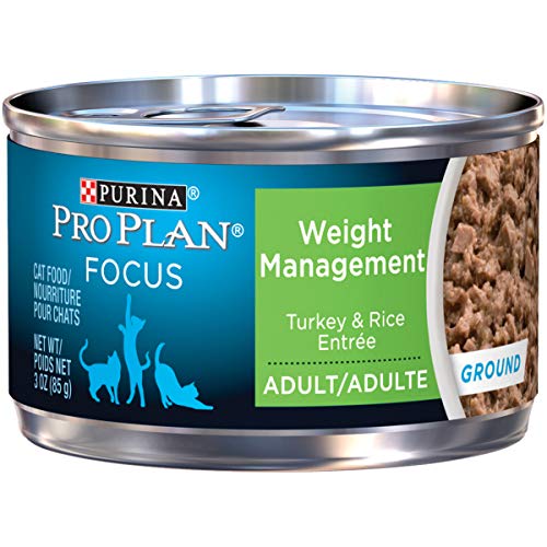 Book Cover Purina Pro Plan Weight Control Pate Wet Cat Food, FOCUS Weight Management Turkey & Rice Entree - (24) 3 oz. Pull-Top Cans