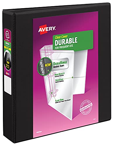 Book Cover Avery Durable View 3 Ring Binder, 1-1/2 Inch Slant Rings, 1 Black Binder (17021)