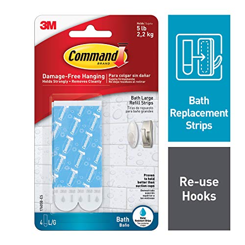 Book Cover Command Large Water-Resistant Refill Strips, 4-Strip