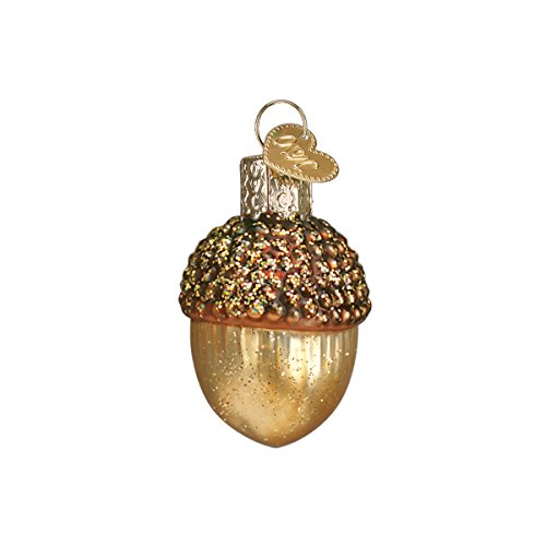Book Cover Old World Christmas Ornaments: Small Acorn Glass Blown Ornaments for Christmas Tree (28051)