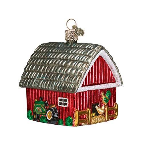 Book Cover Old World Christmas Farm Animals Glass Blown Ornaments for Christmas Tree Barn