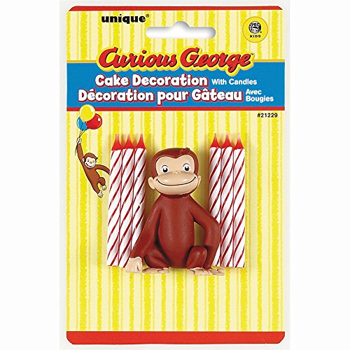 Book Cover Curious George Cake Decoration and Candles 6pc [Toy]