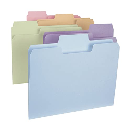 Book Cover Smead SuperTab File Folder, Oversized 1/3-Cut Tab, Letter Size, Assorted Pastel Colors, 100 per Box (11961)