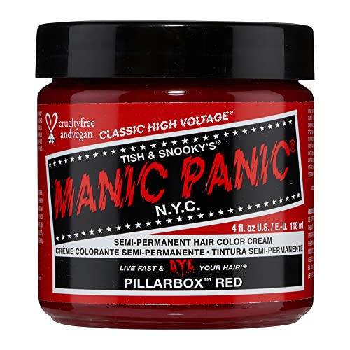 Book Cover MANIC PANIC Pillarbox Red Hair Dye - Classic High Voltage - Semi Permanent Bright Fire Engine Red Hair Color - Vegan, PPD & Ammonia-free (4 Fl Oz)