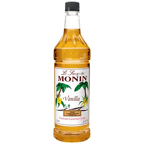 Book Cover Monin Flavored Syrup, Vanilla, 33.8-Ounce Plastic Bottles (Pack of 4) by Monin