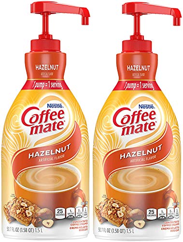 Book Cover Nestle Coffee mate Coffee Creamer, Hazelnut, Concentrated Liquid Pump Bottle, Non Dairy, No Refrigeration, 50.7 Fl; Oz (Pack of 2)