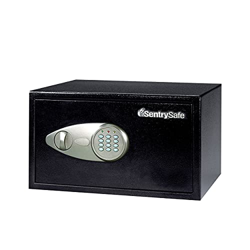 Book Cover SentrySafe Security Safe with Digital Keypad Lock, Steel Safe with Interior Lining, Tethering Cable and Bolt Down Kit, 0.98 Cubic Feet, 8.9 x 16.9 x 13.6 Inches, X105