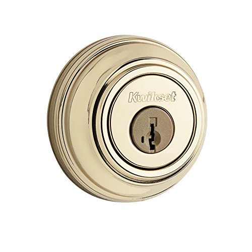 Book Cover Kwikset 980 Single Cylinder Deadbolt featuring SmartKey in Polished Brass