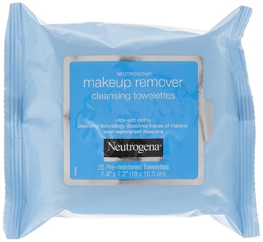 Book Cover Neutrogena Makeup Remover Facial Cleansing Towelettes, Daily Face Wipes to Remove Dirt, Oil, Makeup & Waterproof Mascara, Gentle, Alcohol-Free, 25 ct